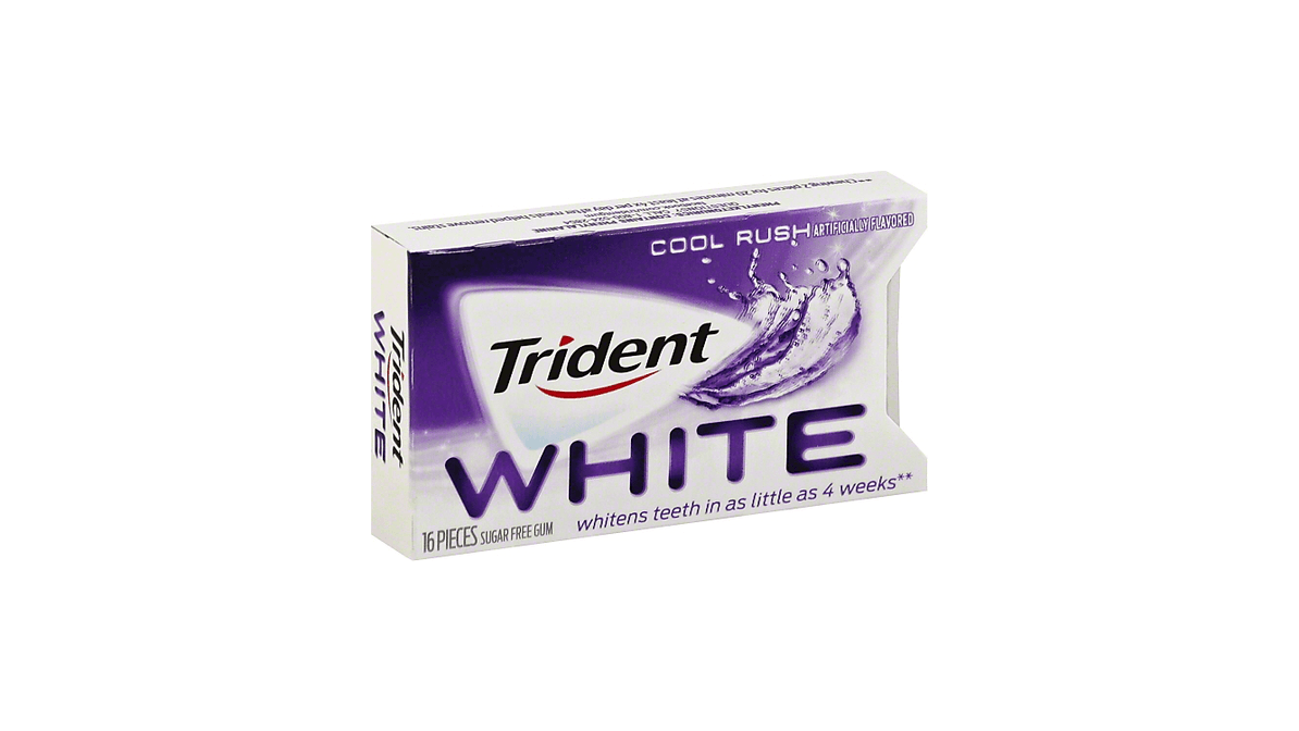 Trident White Cool Rush Sugar Free Gum, 16 Piece Pack
