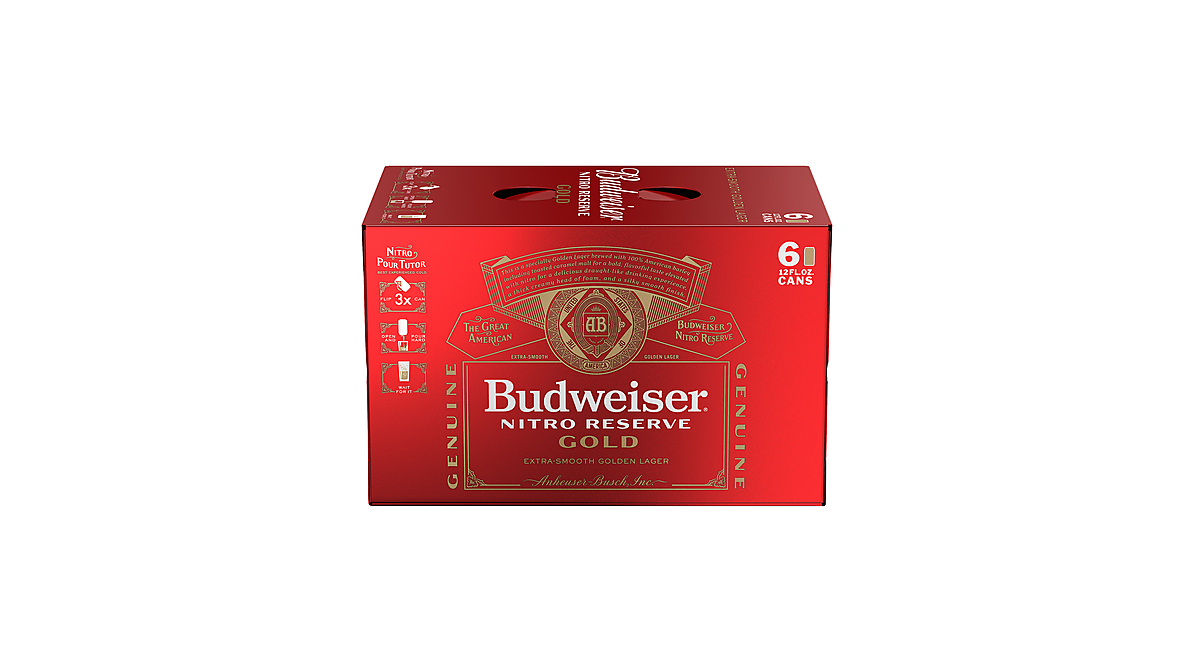 Budweiser Nitro Reserve Gold Lager, 6 Pack 12 Fl. Oz. Cans