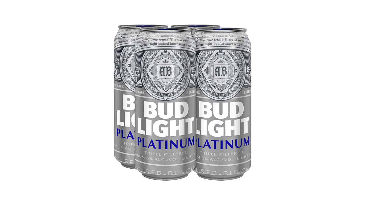 Bud Light Platinum Beer, 4 Pack 16 Fl. Oz. Cans