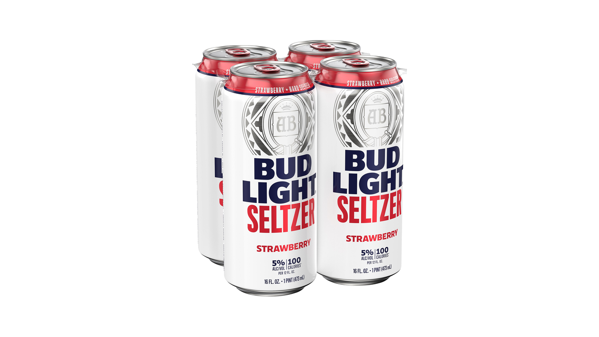 Bud Light Seltzer Strawberry, 4 Pack 16 Fl. Oz. Cans, 5% ABV