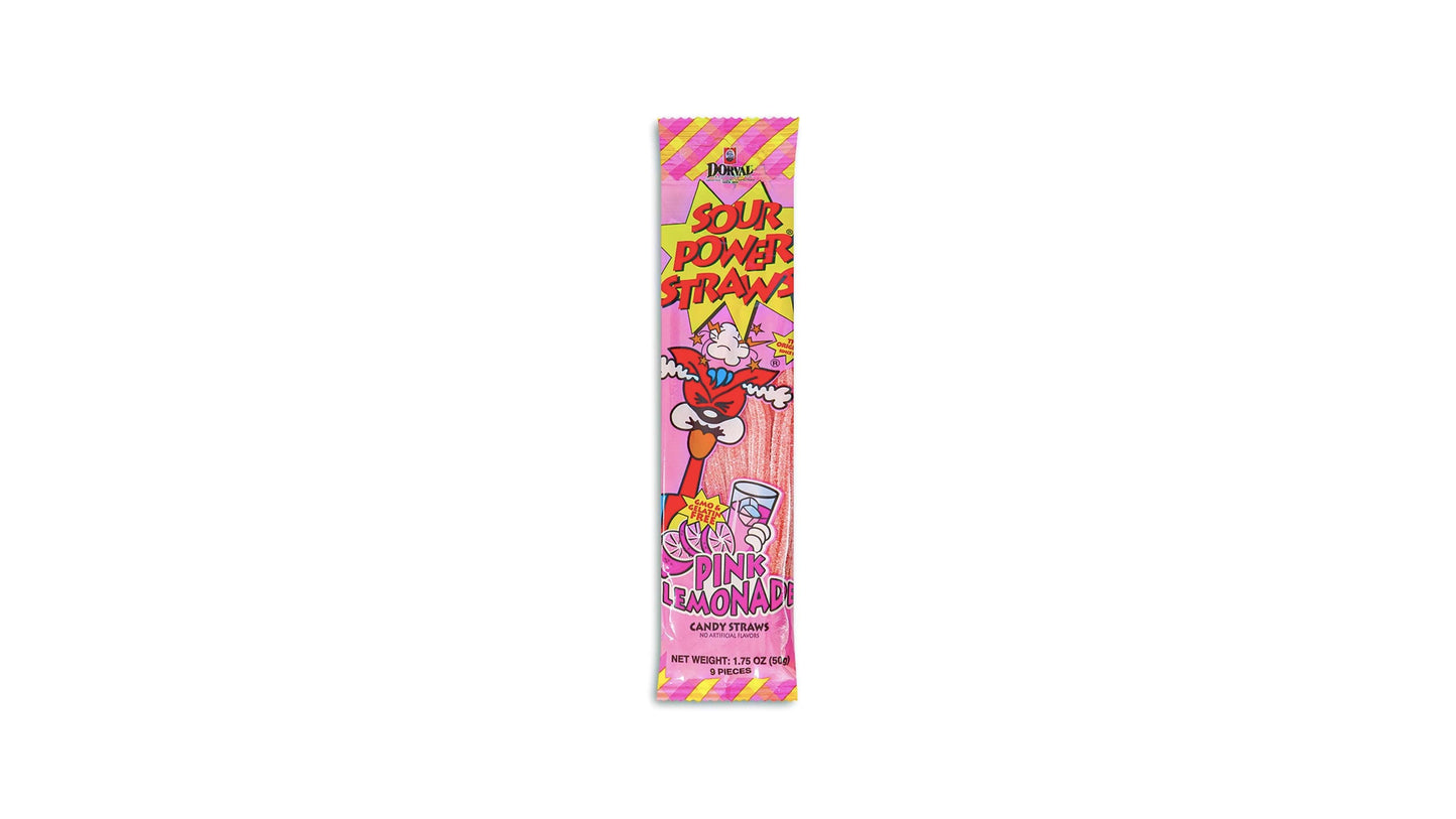 Dorval Trading Sour Power Straws Pink Lemonade 12