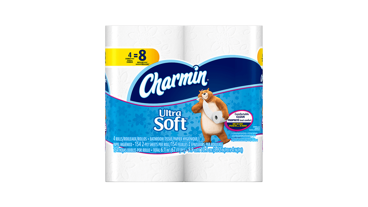 Charmin Ultra Soft 2 Ply Double Toilet Paper Rolls 4 Ct Pack
