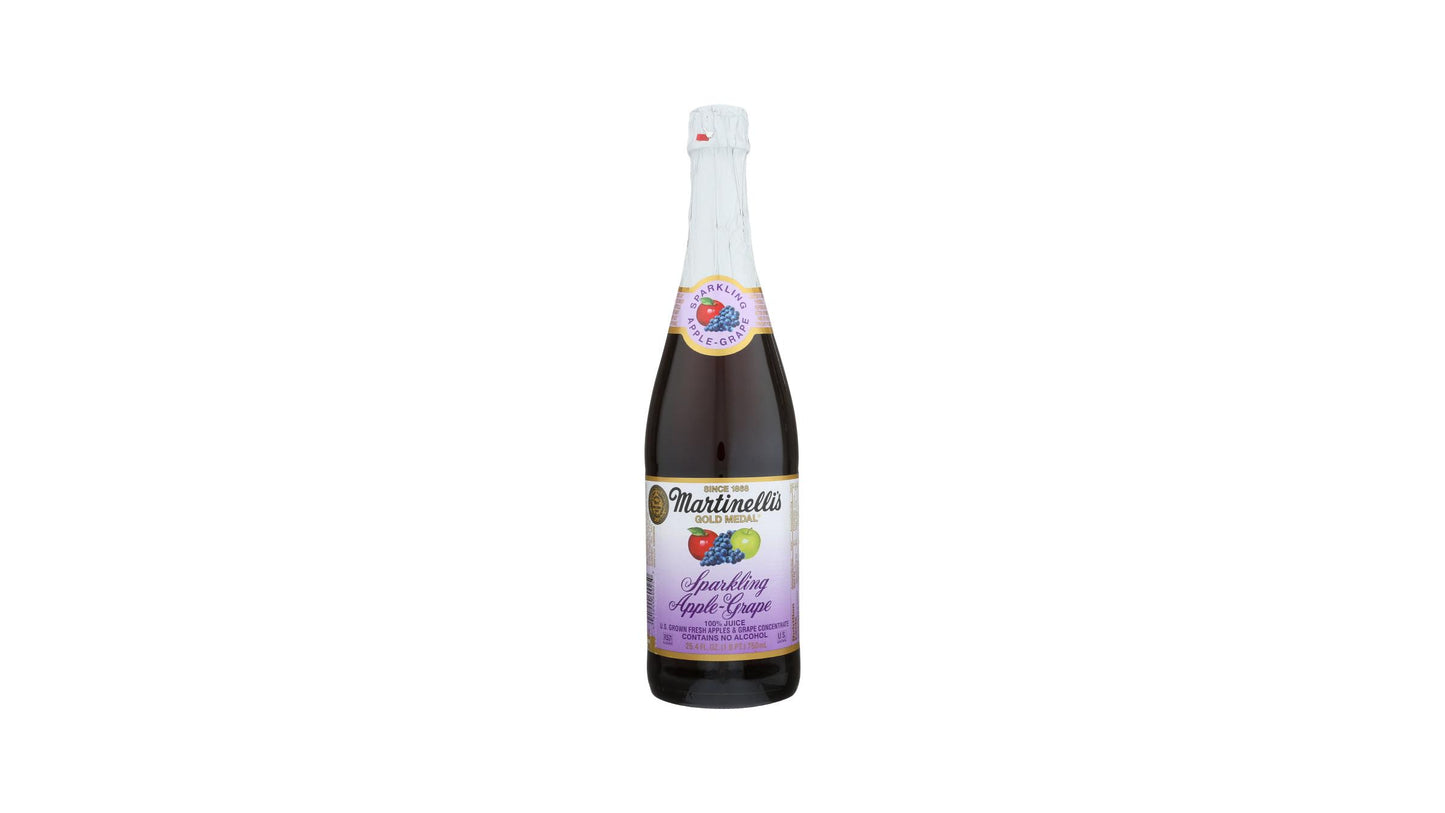 Martinelli's Gold Medal Sparkling Apple Grape 100% Juice 25.4 Fl Oz Glass Bottle