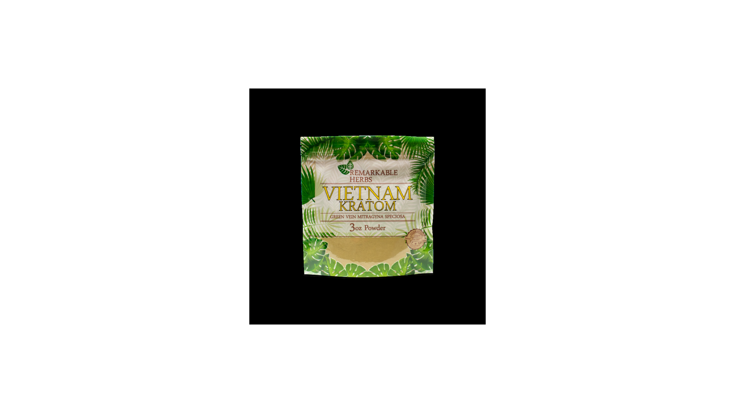 Remarkable Herbs Kratom Powder Green Vein Vietnam 3oz