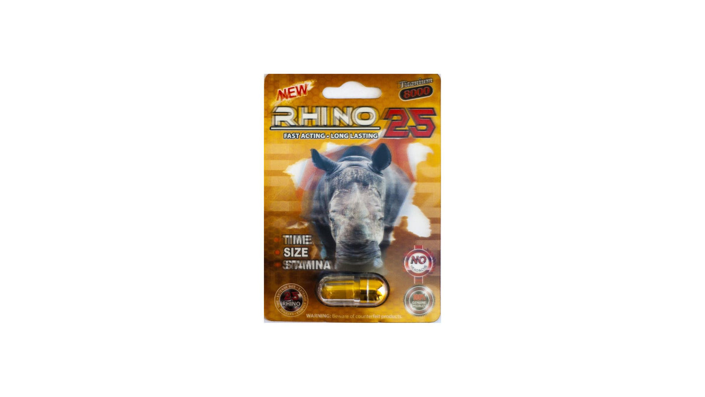 Rhino 25 Titanium 8000 Male Sexual Performance Enhancer 1 Pill 3D