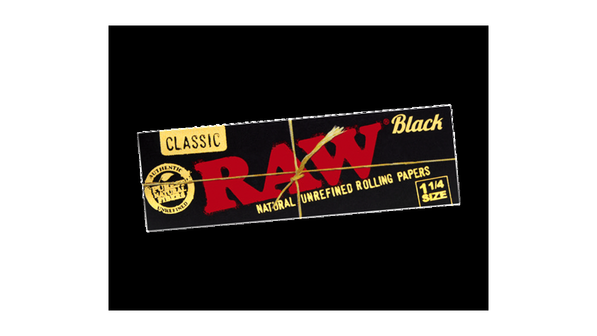 Raw Classic Black 1 14 Size Natural Unrefined Ultra Thin 79mm Rolling Papers 6 Packs