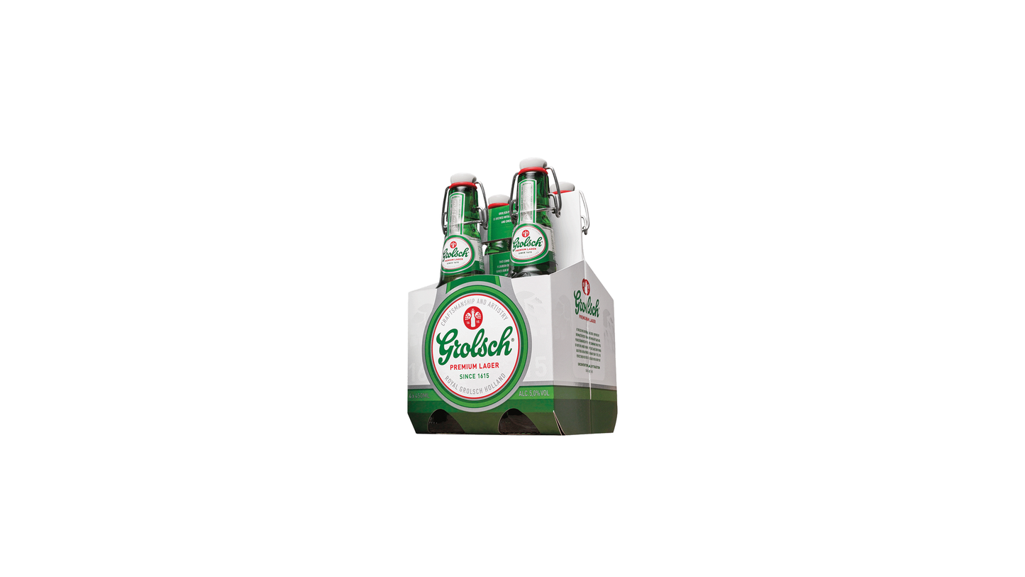 Grolsch Premium Lager Swingtop Pilsner Beer, 4 Pack, 16 Fl. Oz. Bottles, 5% ABV