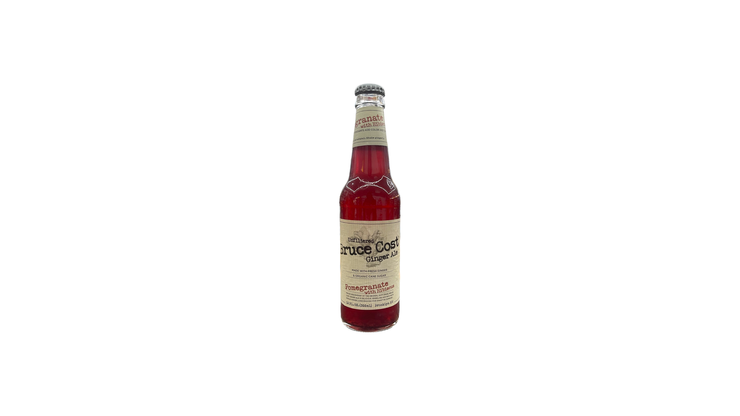 Bruce Cost Pomegranate Hibiscus Ginger Ale 12 Oz Bottle