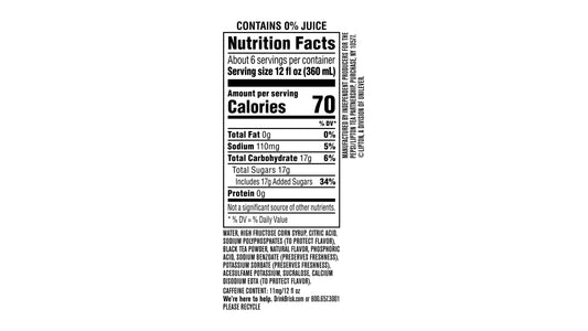 Brisk Lemon Iced Tea - 2 L Bottle