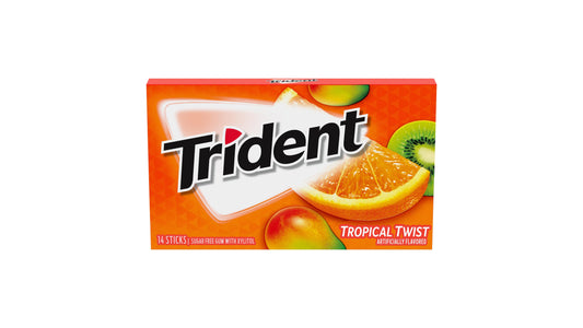 Trident Tropical Twist Sugar Free Gum, 14 Pieces