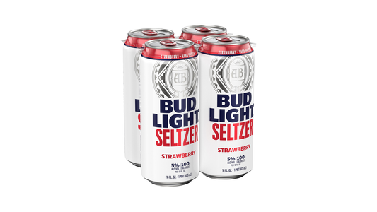 Bud Light Seltzer Strawberry, 4 Pack 16 Fl. Oz. Cans, 5% ABV