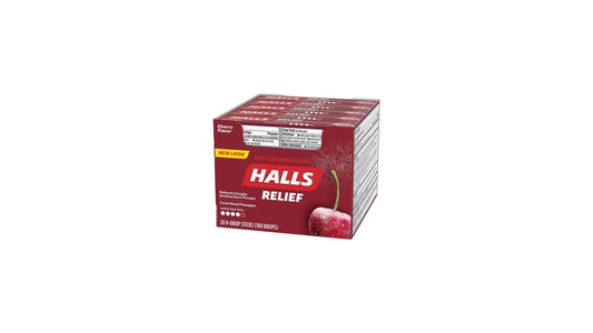 Halls Relief Cherry Flavor Cough Suppressant/Oral Anesthetic Drops 9 Ct Pack